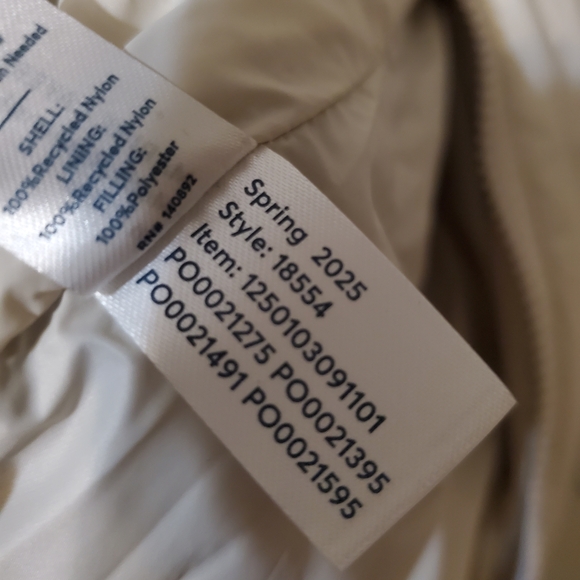 Marine Layer Mens Lightweight Varsity Puffer Jacket Large Beige Blue - Picture 6 of 6